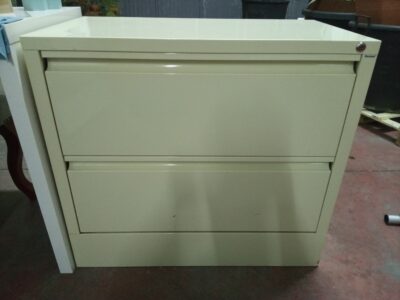 Archivador de metal con 2 cajones, beige