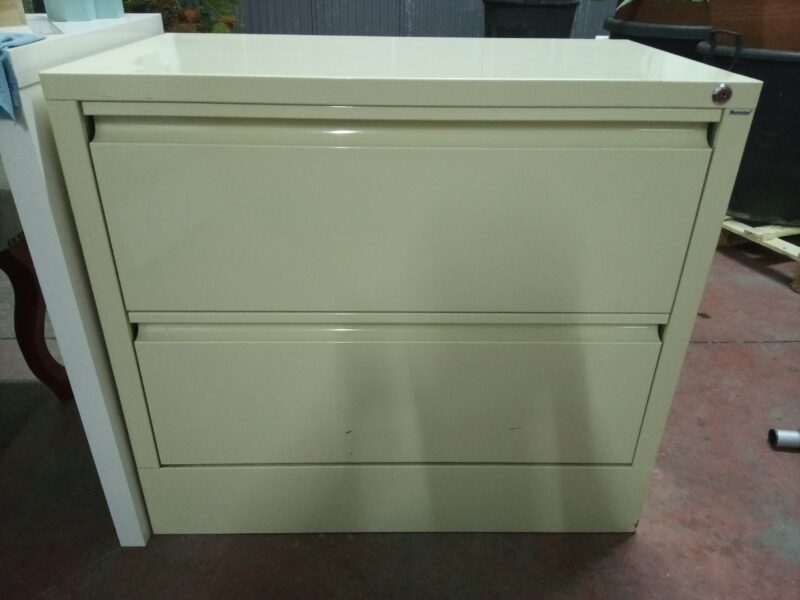 Archivador de metal con 2 cajones, beige