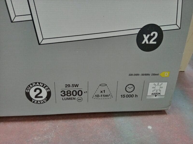 4 paneles led de 60x60cm y 29,5w