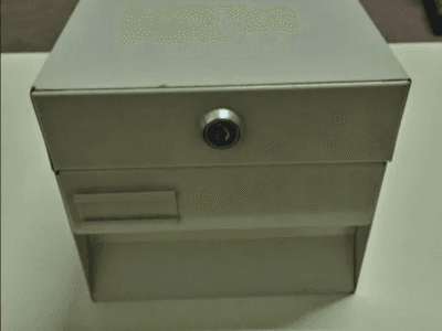 Archivador metálico de tarjetas beige/gris