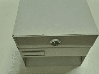 Archivador metálico de tarjetas beige/gris