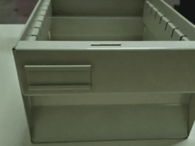 Archivador metálico de tarjetas beige/gris