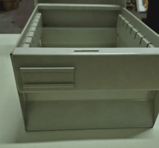Archivador metálico de tarjetas beige/gris