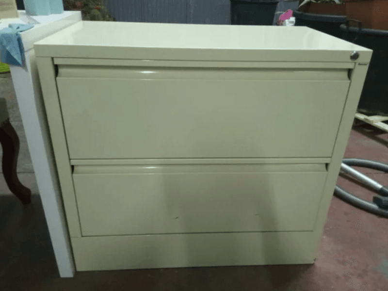 Archivador de metal con 2 cajones, beige