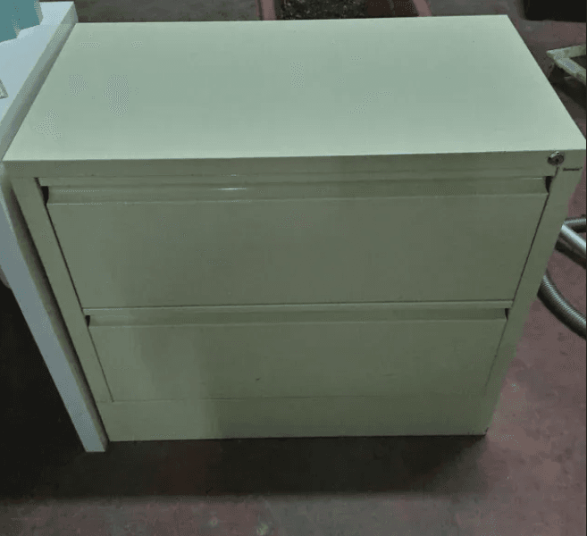 Archivador de metal con 2 cajones, beige